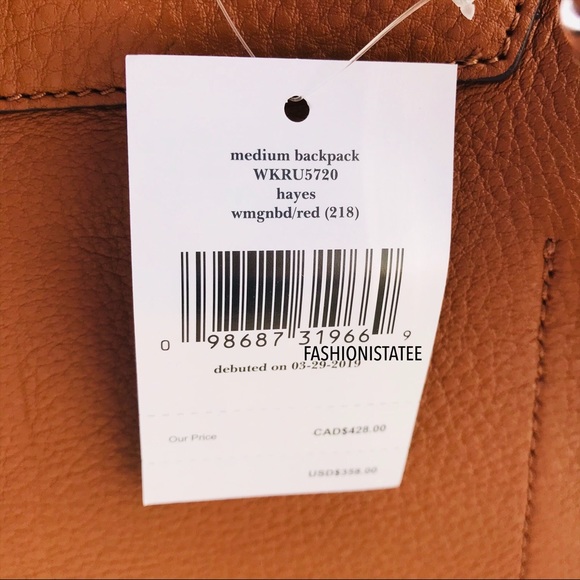 Kate Spade Hayes Medium Backpack Ginger Tassel - Picture 6 of 8